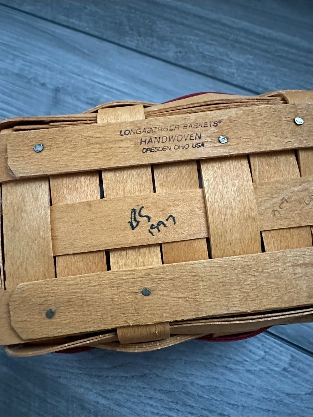 Longaberger Red, White & Blue Woven Handle Basket - 1997
